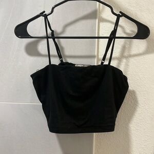 Black spaghetti crop top